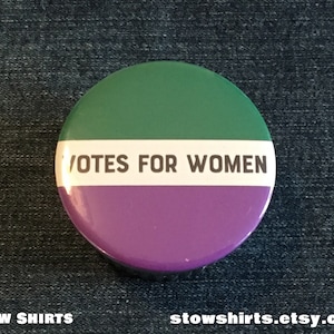 Votes for Women suffragist suffragette button badge, fridge magnet or pocket mirror, Political pin button, women's suffrage centenary button