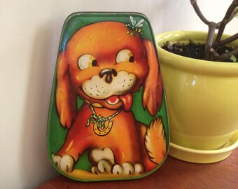 Lucky Puppy Dog, vintage Toffee Tin,