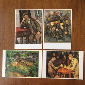 Paul Cézanne, 4 cartes postales d'art, vintage, pour carterie, collection, techniques mixtes