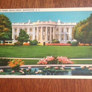 La Maison Blanche, South Front, Washington, D.C., carte postale vintage