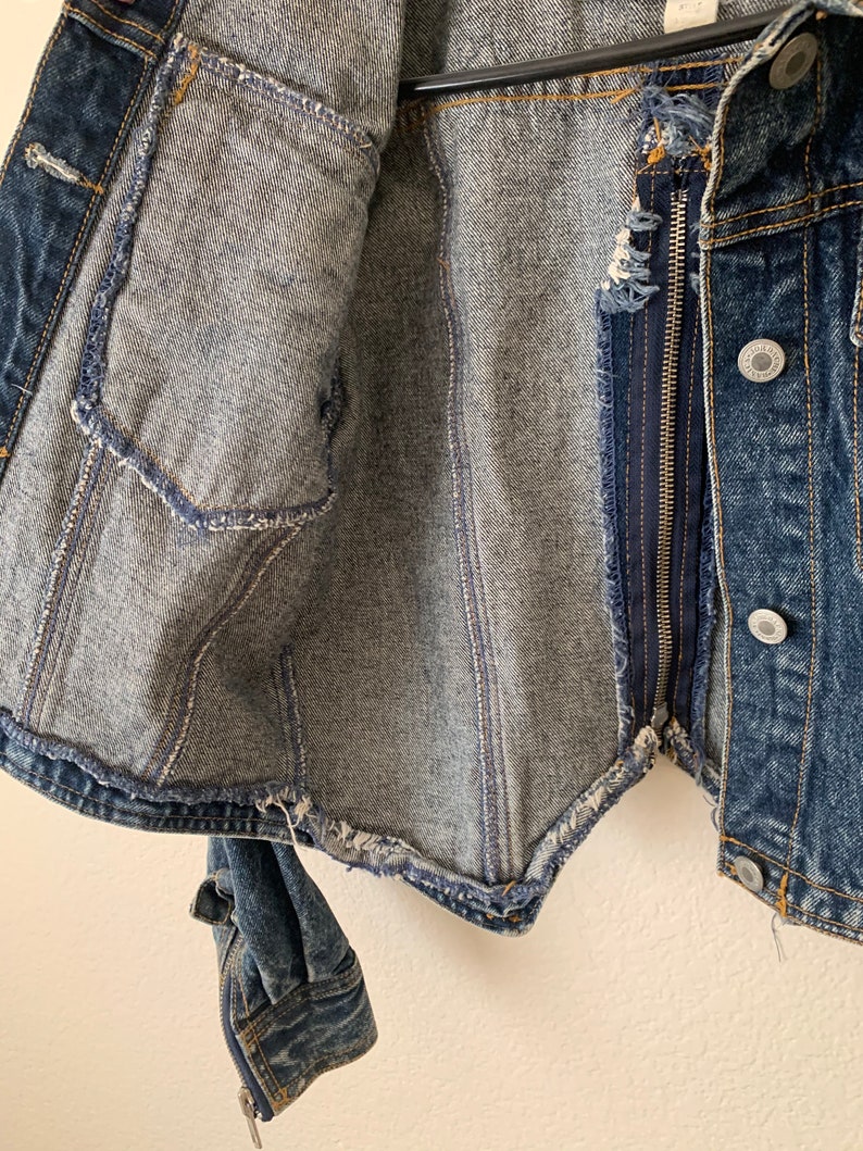 Cropped 1980s Jordache Jean Denim Jacket W/zipper and Bow - Etsy