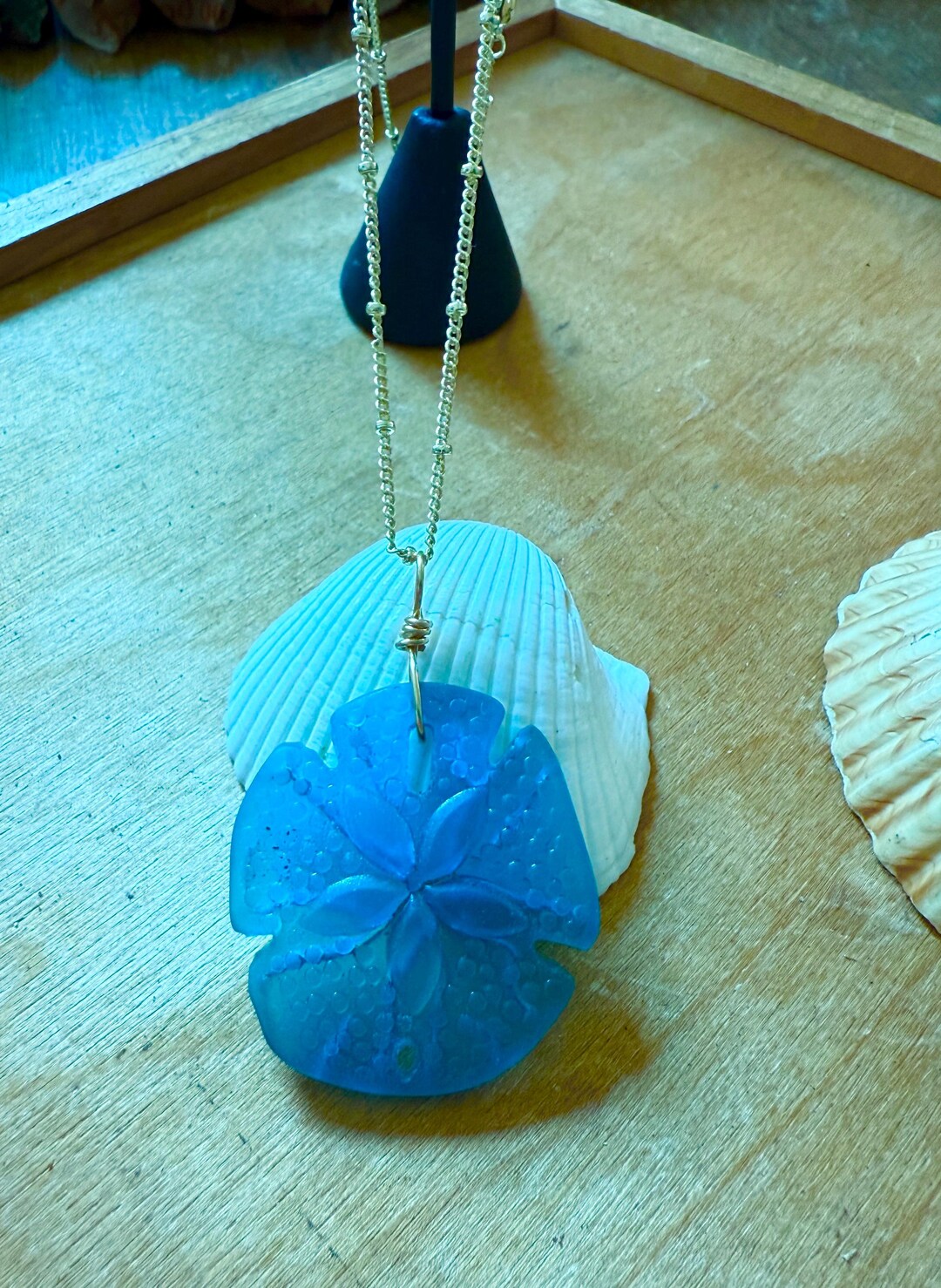 Beachy Sea Glass Sand Dollar Necklace - Etsy