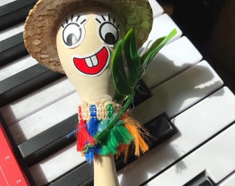 Maracas hawaianas coloridas de 15 cm, instrumento musical de madera, tambor de percusión, juguete para niños, arte, artesanía, profesor, Montessori, educación primaria.