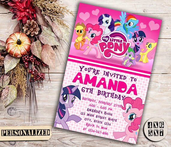 Moje Zaproszenie Little Pony Moje Zaproszenie Na Urodziny Etsy