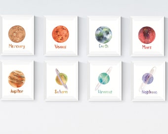 Planet Printables | Solar System Printables | Solar System Art | Planet Prints | Kids Room Decor |  Outer Space Art | Planets Wall Art