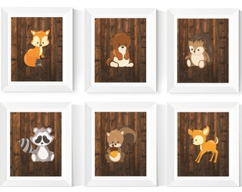 Woodland Animal Art Printables | Woodland Animals Wall Art  | Animal Nursery Decor | Nursery Wall Art Printables | Kids Room Decor