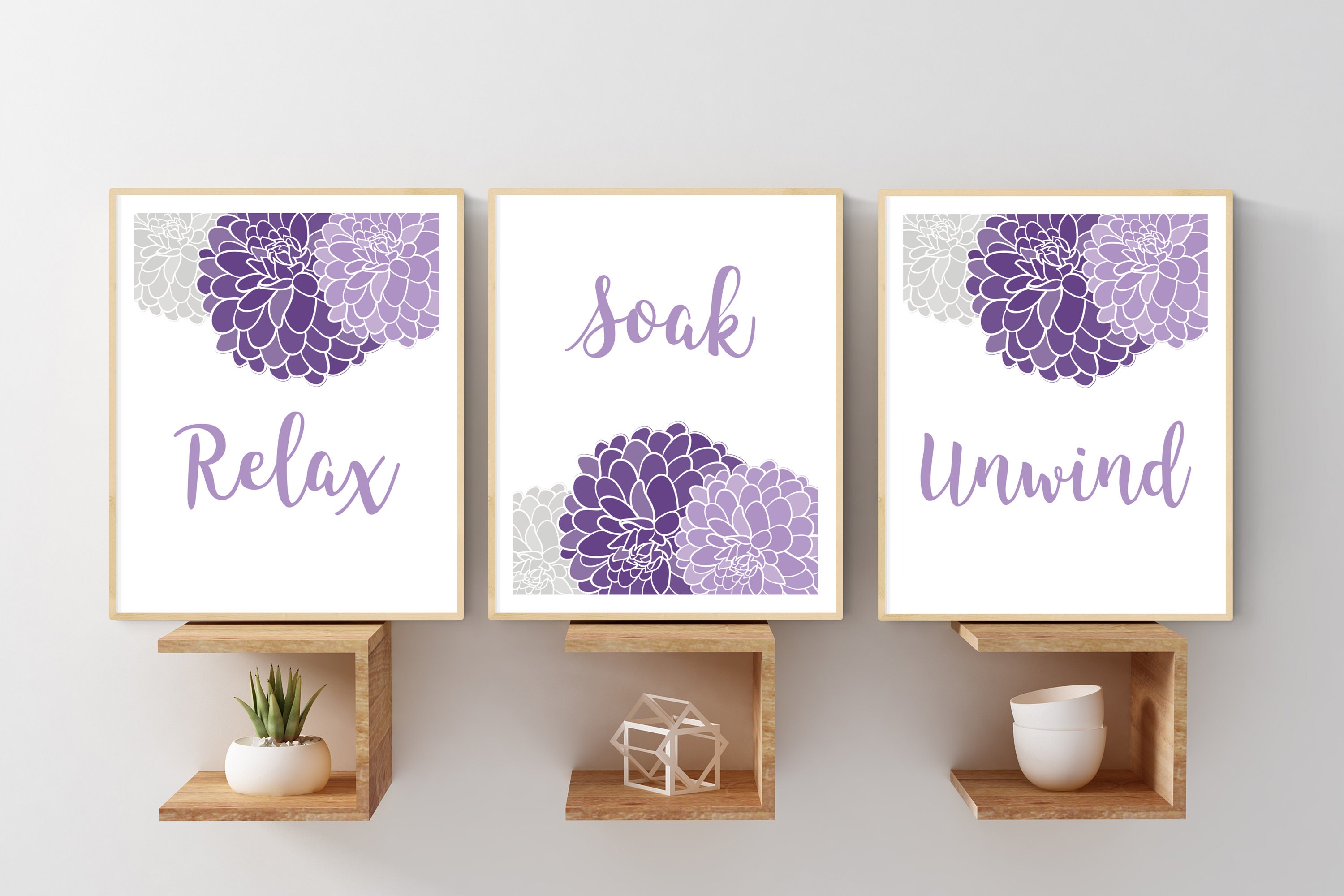 Instant Download Purple Bathroom Art Printables Purple and Etsy