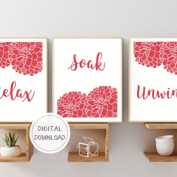 Red Bathroom Decor Etsy