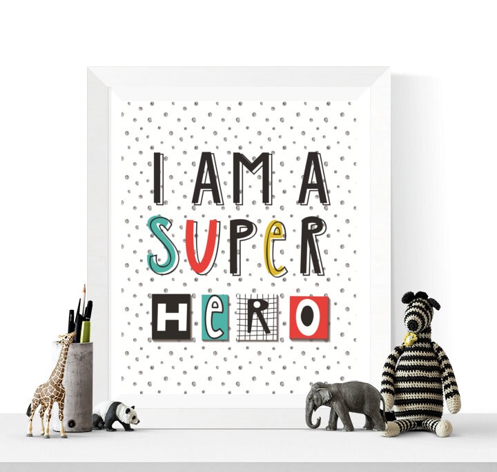 Kinder Superheld Spruch Kunstdruck I Am A Superhero Etsy
