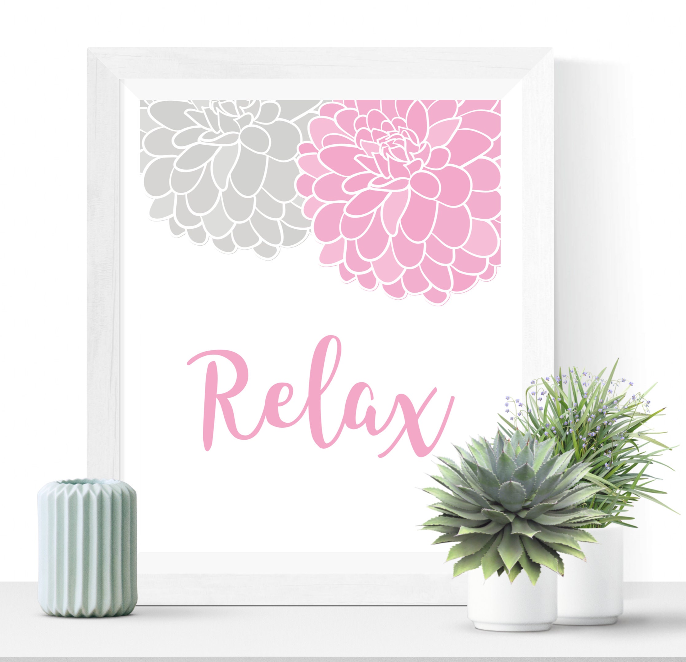 Instant Download Gray and Pink Bathroom Decor Grey and Pink Etsy