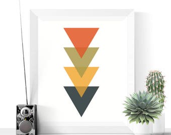 Printable Art | Mid Century Modern Triangles Art Printable | Minimalist Wall Art | Scandinavian Design | Geometric Print | Triangle Wall Art