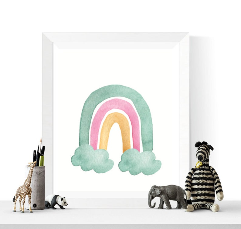 Nursery Wall Art Printables 6 Set Sun Cloud Rainbow Art Prints Rainbow Girls Bedoom Art Pastel Nursery Art Instant Download