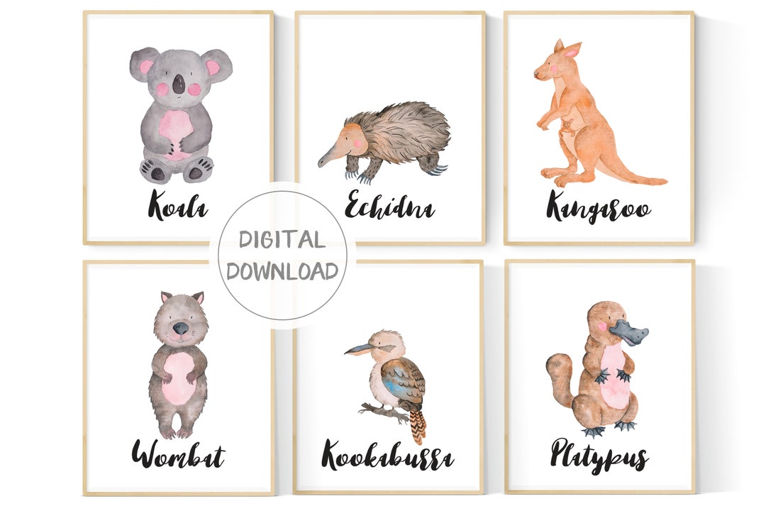 Australian Animal Printables Set of 6 Australian Animals Nursery ...