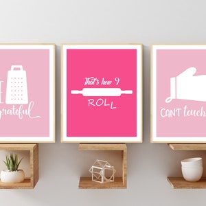 Pink Kitchen Art Pink Kitchen Printables Kitchen Decor 6 Set Kitchen Wall Art Funny Kitchen Art Instant Download image 4