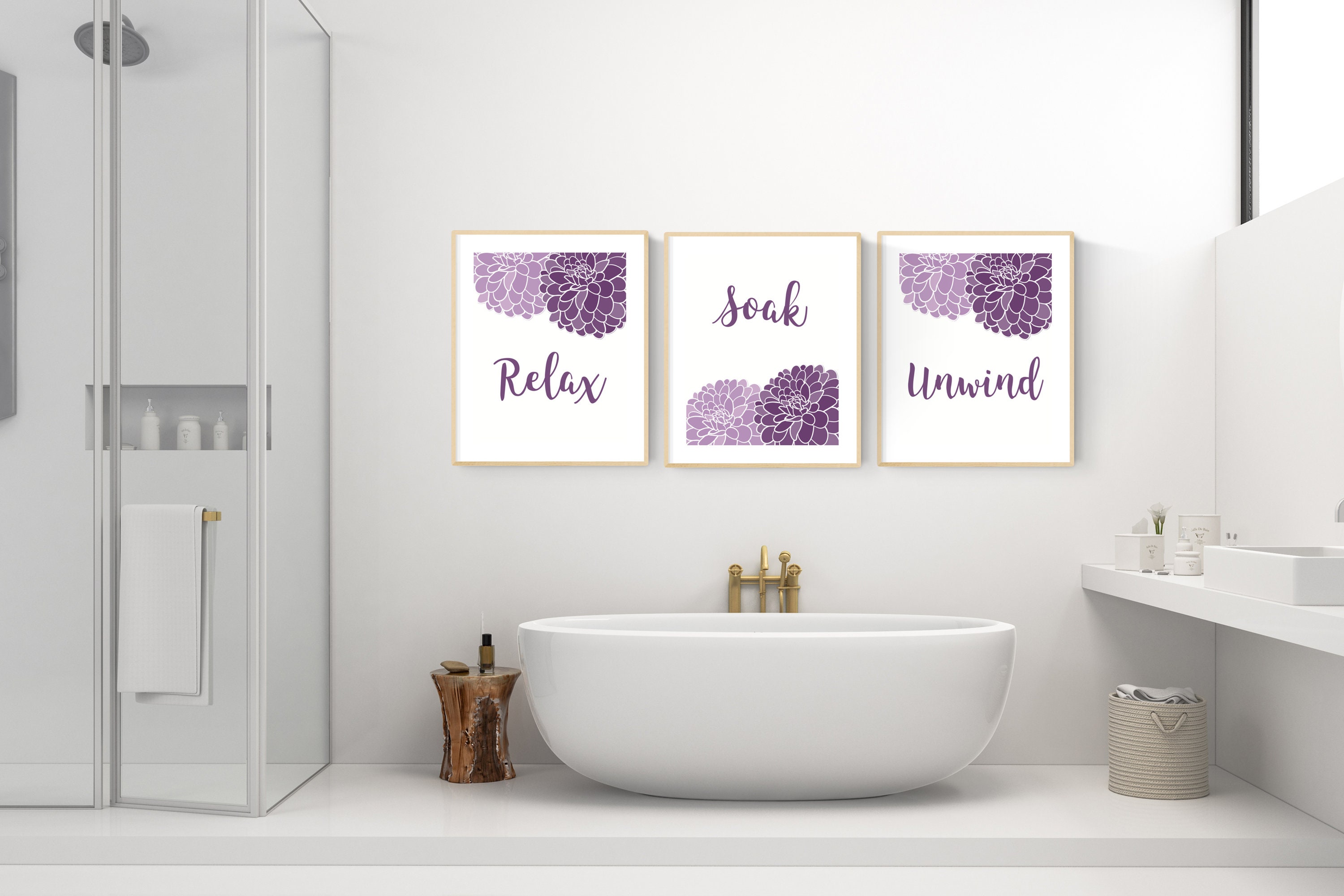 Instant Download Lila Badezimmer Dekor Lila und Lila | Etsy