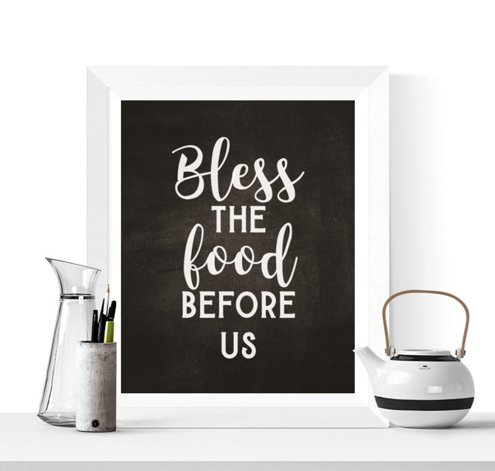 Chalkboard Kitchen Wall Art Printables Bless the Food Prints Etsy Ireland