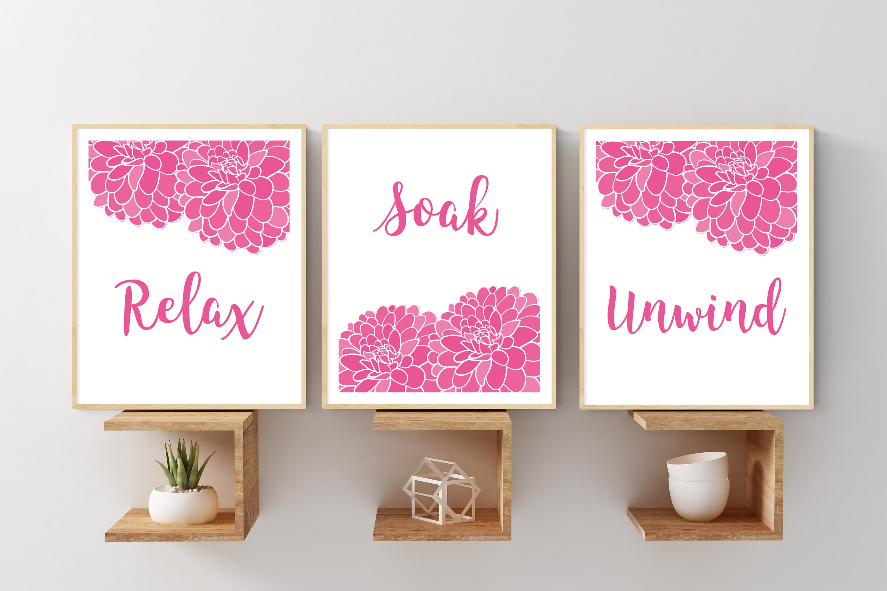 Rest Stars Wall Art Relaxing Text Printable Bathroom Affirmation Pink Unwind Chill RELAX Breathe Instant Digital Download Poster