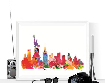 New York Skyline Printable | New York Cityscape | New York Art | Digital Prints | New York Prints | New York Printable