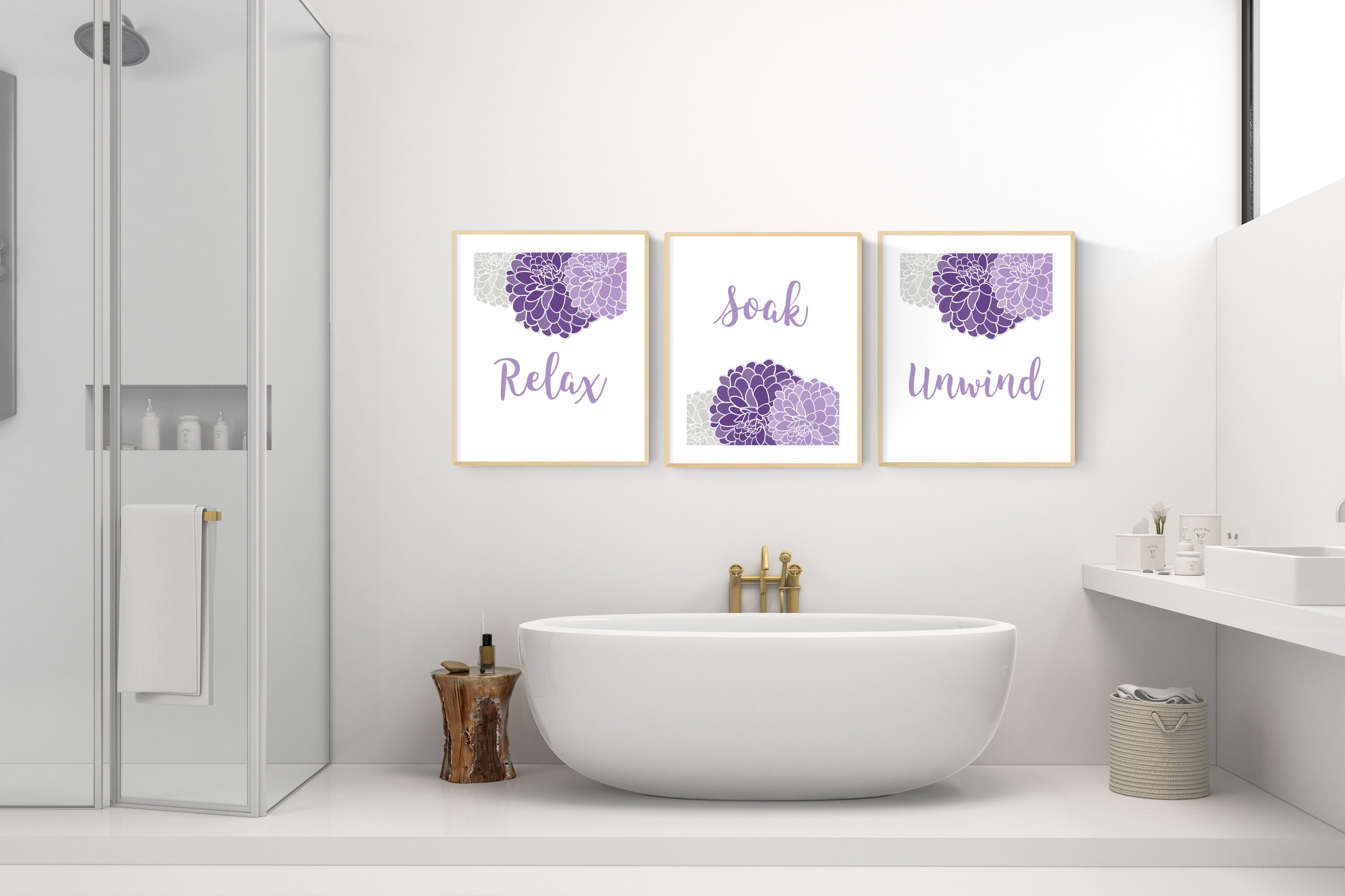 Instant Download Purple Bathroom Art Printables Purple and Etsy