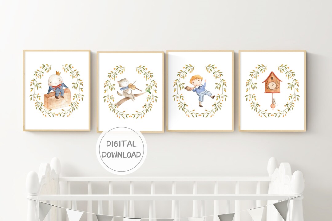Nursery Rhyme Wall Art Printables Watercolor Nursery Art 4 Etsy
