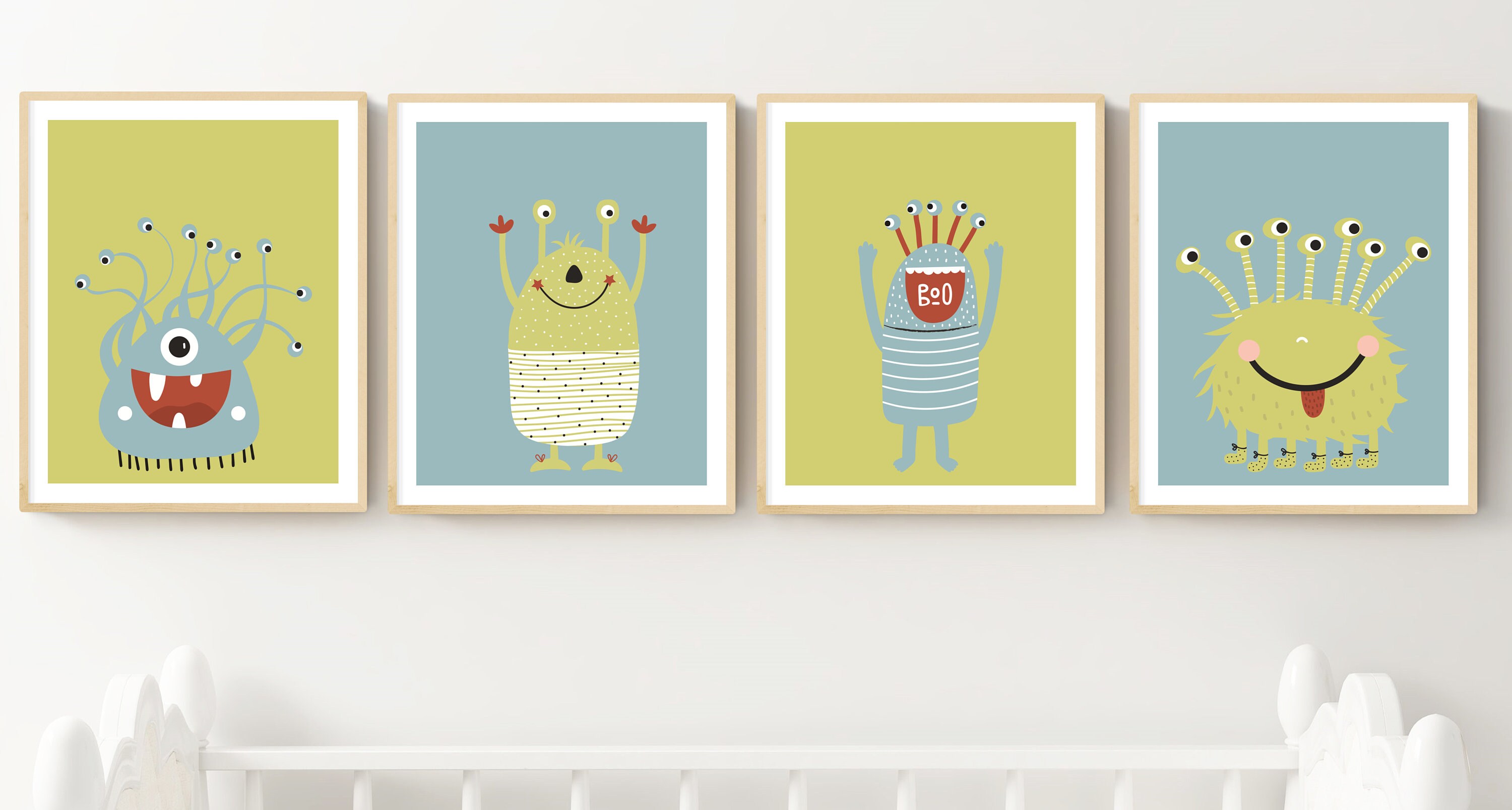 Cute Monster Art Printables Monster Boy Bedroom Art Green Etsy