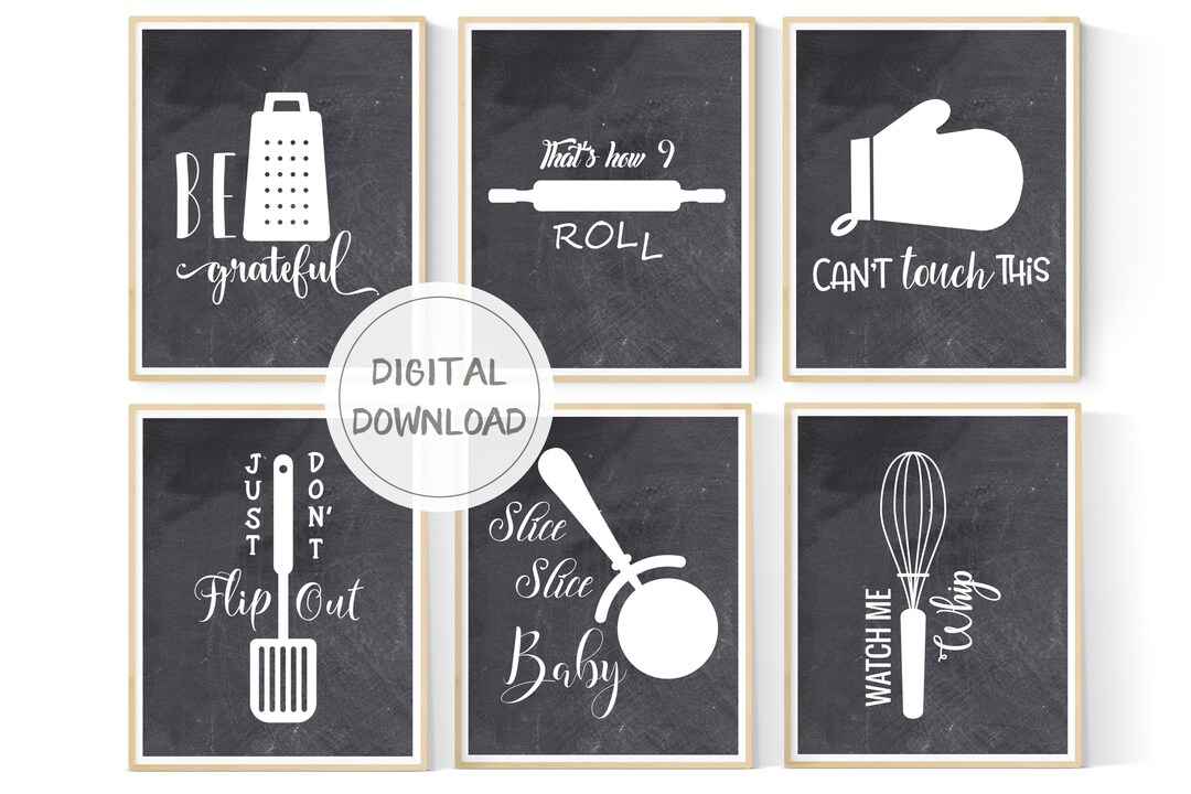 Kitchen Printables 6 Set Kitchen Art Kitchen Chalkboard - Etsy