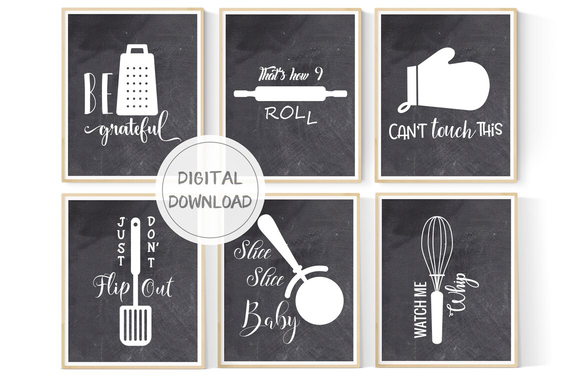 Kitchen Printables 6 Set Kitchen Art Kitchen Chalkboard | Etsy