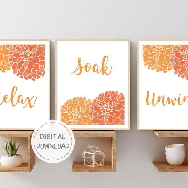 Orange Bathroom Etsy