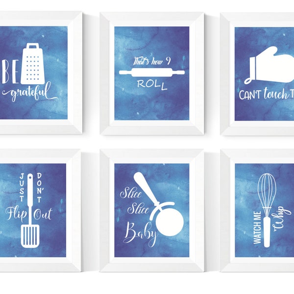 Blue Kitchen Art Etsy