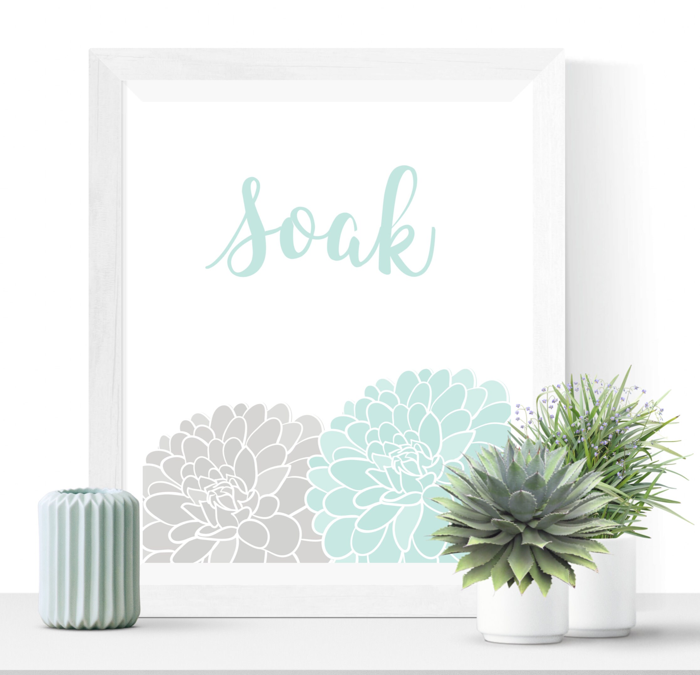 Instant Download Gray and Mint Green Bathroom Decor Grey and Etsy