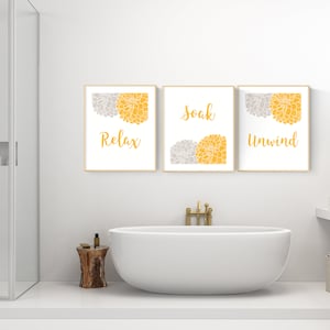 Instant Download Gray and Yellow Bathroom Decor Grey and Yellow ...