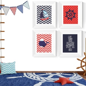 Nautical Nursery Printables Nautical Printables Navy and Red 6 Set Boys ...