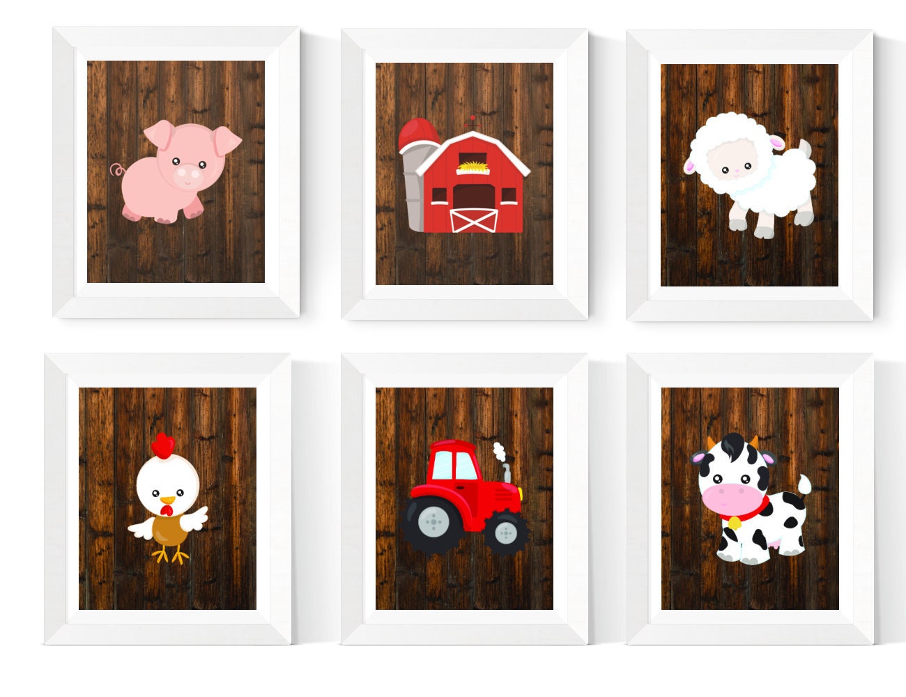 Farm Animal Art Printables Farm Animal Wall Art 6 Set - Etsy Ireland