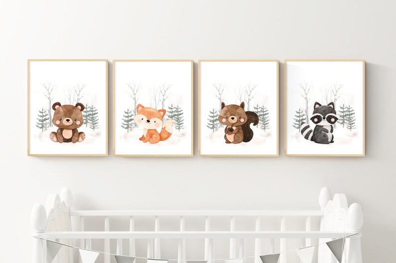 Woodland Animal Wall Decor Printables Nursery Wall Art Etsy Ireland