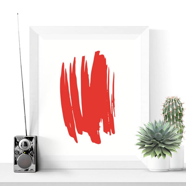 Red Abstract Art Etsy