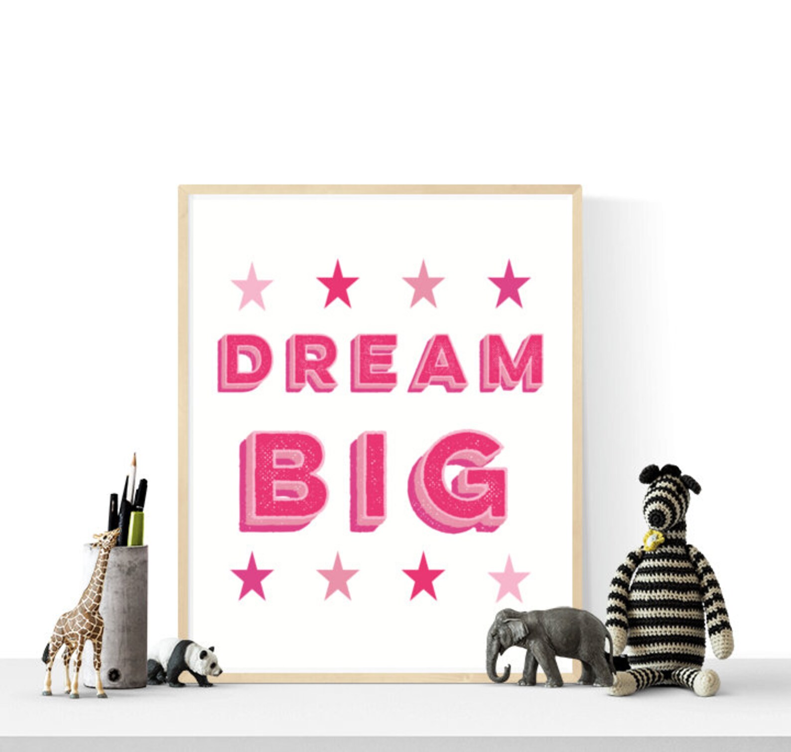 Pink Dream Big Art Printable Nursery Art Childs Room Art Etsy