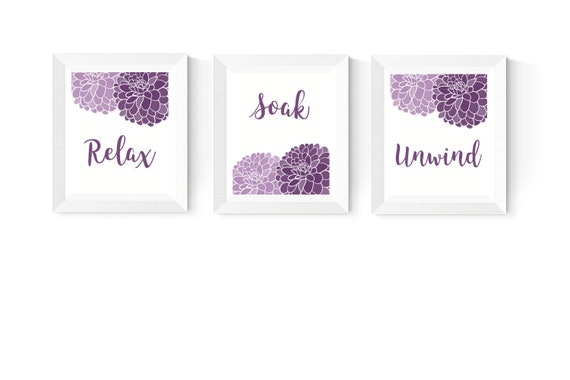 Purple Bathroom Decor Lilac And Purple Bathroom Art Etsy