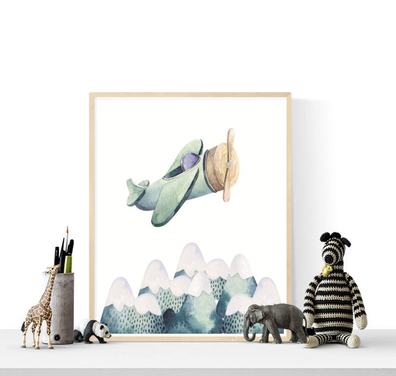 Baby Boy Nursery Decor Watercolor Nursery Wall Art Etsy