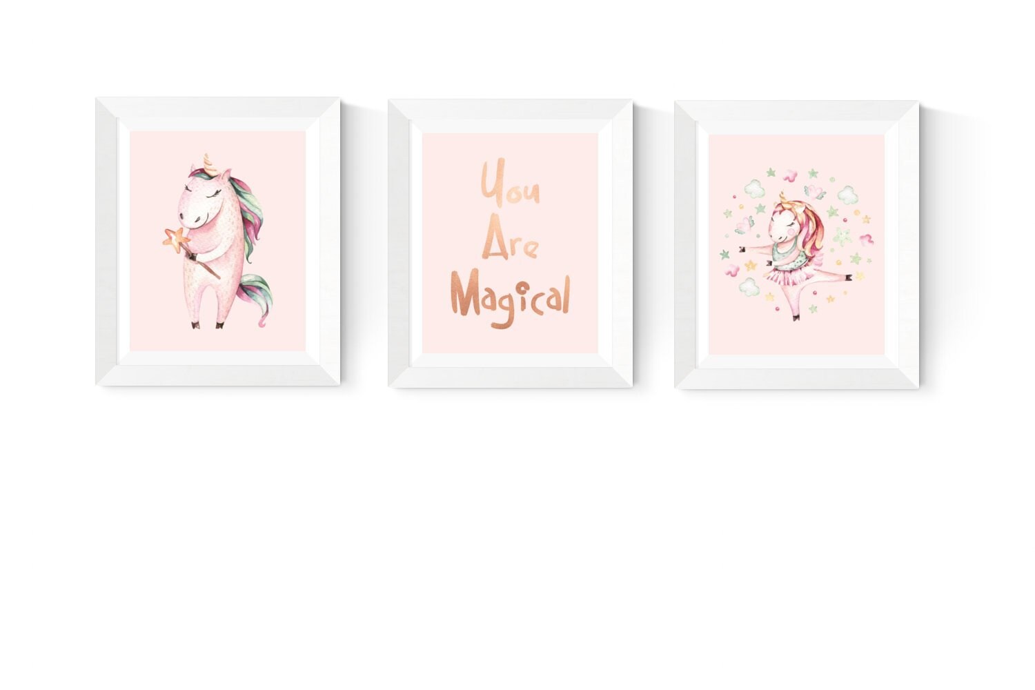 unicorn printables 3 set unicorn art prints rose gold etsy