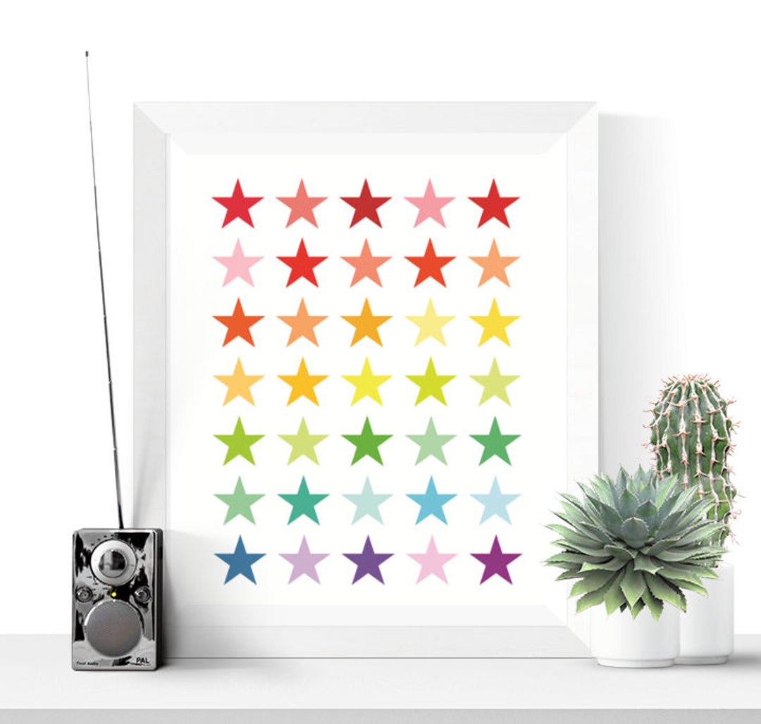 Bright Stars Printable Art Stars Print Rainbow Printable - Etsy