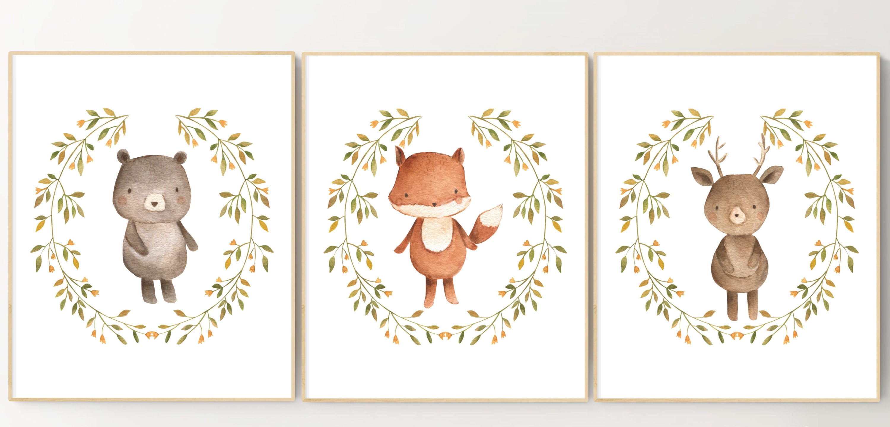 Woodland Animal Nursery Decor Printables Watercolor Woodland | Etsy Ireland