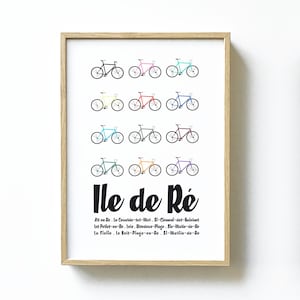 Póster "Ile de Ré - Vélo" - Ilustración Charente Maritime - Formato A5, A4 y A3