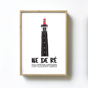 Póster Isla de Ré "El faro de la ballena" - Ilustración Charente Maritime - Formato A5, A4 y A3