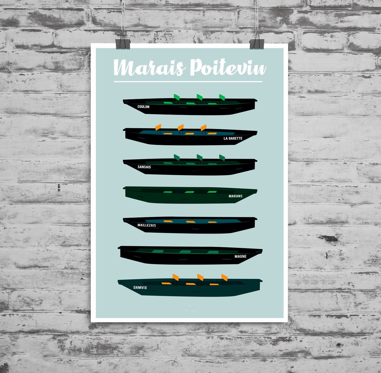 Affiche Marais-Poitevin Les Barques - Illustration Format A5