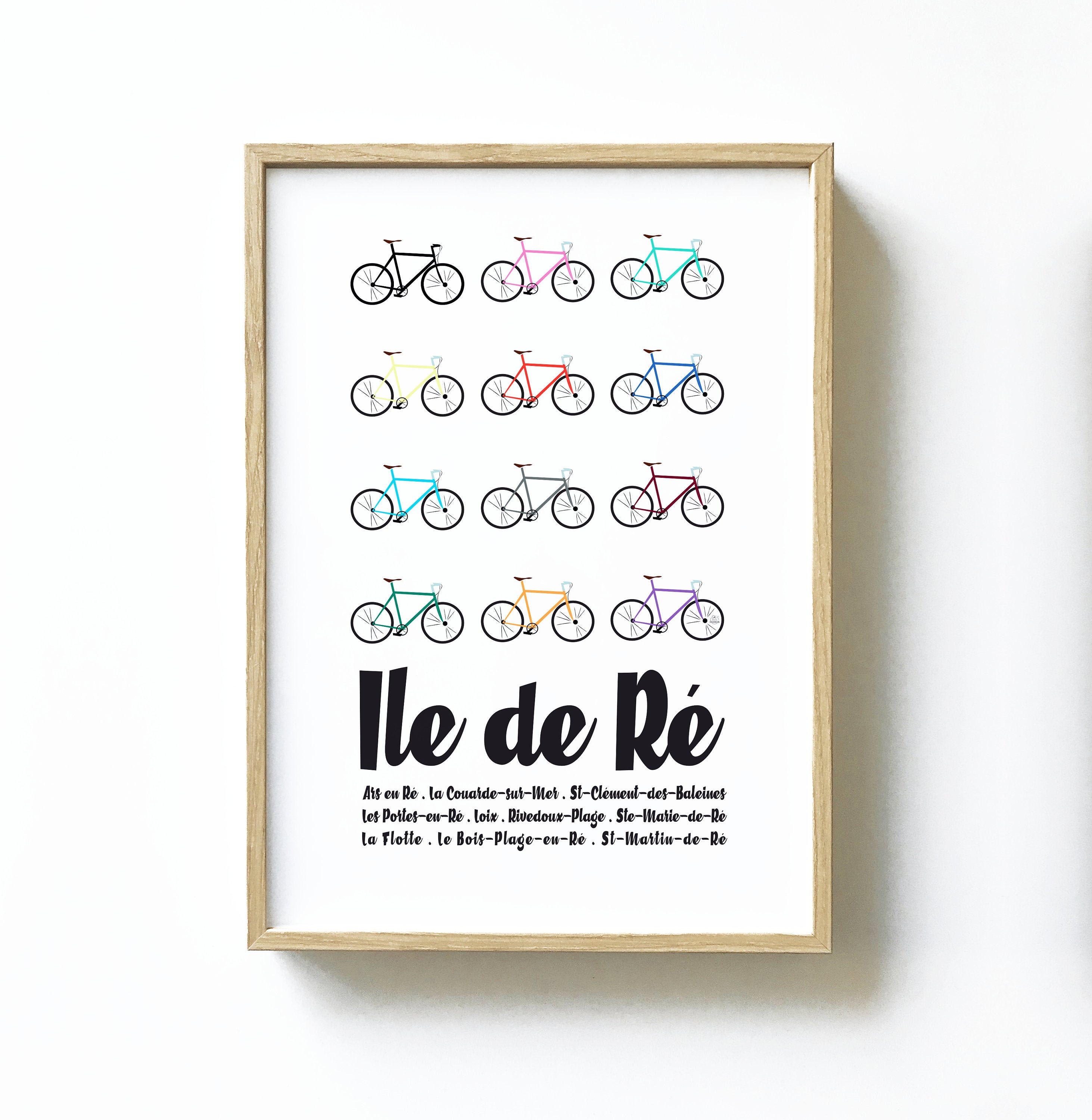 Affiche Ile de Ré - Vélo Illustration Charente Maritime Format A5