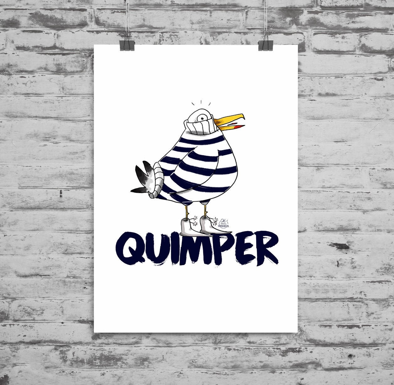 Affiche Quimper Le Goéland à La Marinière - Illustration Bretagne Finistère Format A5