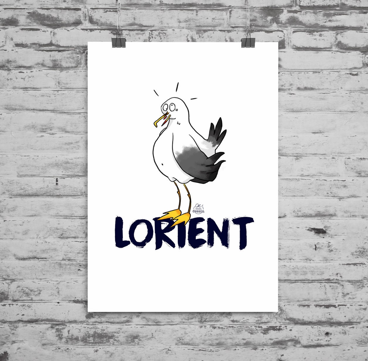 Affiche Lorient Le Goéland - Illustration Bretagne Morbihan Format A5