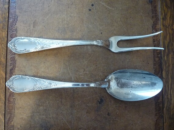 Vintage Franzosisch Silber Gabel Und Loffel Servieren Set Etsy