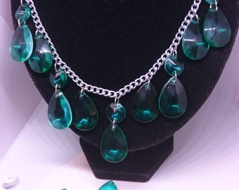 Green Glass necklace.  Green Glass Gift for her