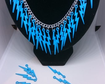 Lighning Bolt Necklace MK4. Lightning Bolt Jewelery. Lighting Gift for her. Blue lighting bolt gift